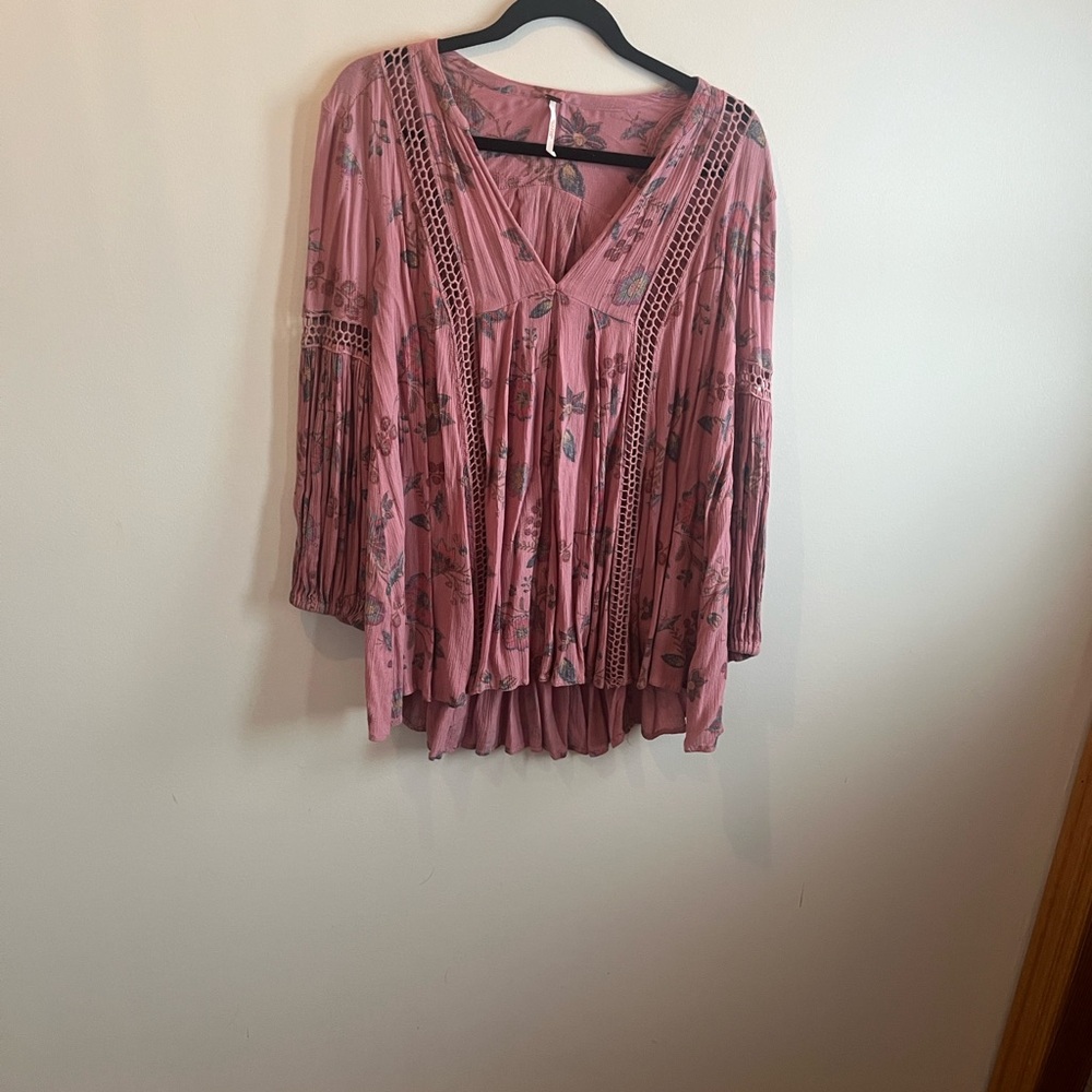 Free People Pink Floral Blouse
